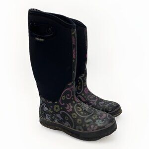Bogs Classic High Corsage Floral AOP Women's 6 US Black Rain  Boot Waterproof
